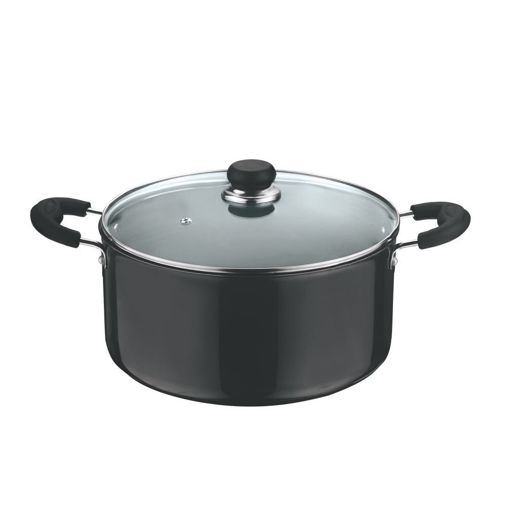 Vinod Hard Anodised Sauce Pot With Glass Lid - 26 Cm, 7 Ltr