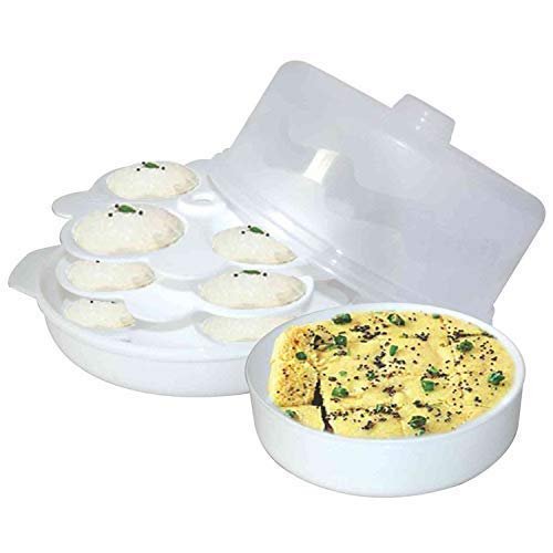 Wonder Healthy Idli Dhokla Maker Combo for Microwave, Big Idli Steamer, 1 Pc