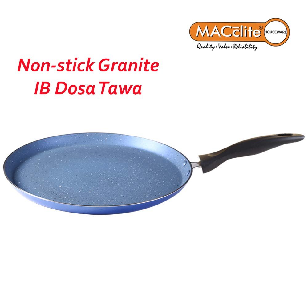 Macclite Aluminium Nonstick Granite Ib Dosa Tawa, Long Box, 280 Mm, Standard, Blue