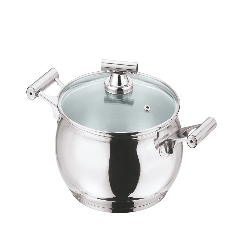 Vinod Stainless Steel Sicily Casserole With Glass Lid - 16 Cm, 2 Ltr (Induction Friendly)