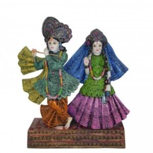 Antique Carving Multi Coloured Synthetic Marble Radha Krishna
