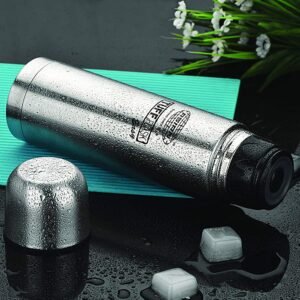 Asian Classic Stainless Steel Vaccum Flask with Flip Flop and Bag, 350ml, Silver