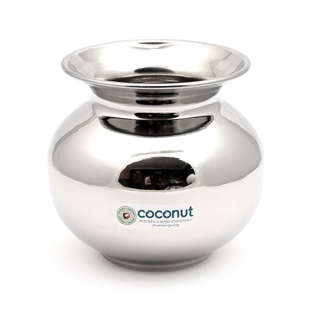 Coconut Stainless Steel L5 Madarasi Chambu/Lota/Kalash (Heavy Guage) - Set of 2 Piece- 400ML & 600ML