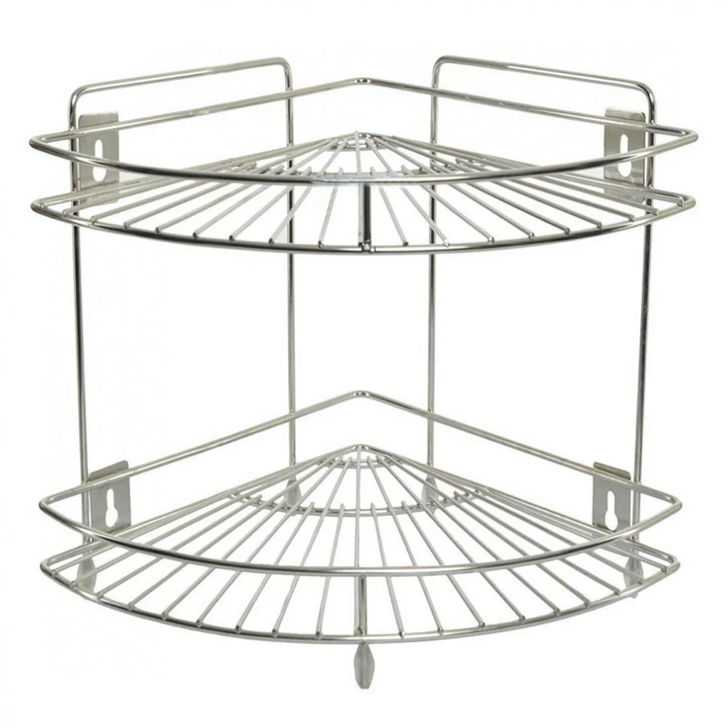 Coconut Stainless Steel - Triangle Corner Rack - 2tier | Multipurpose Storage Kitchen Corner Rack | Stand | Shelf | Storage Organizer | Corner Self | Model - Y16 Triangle Corner