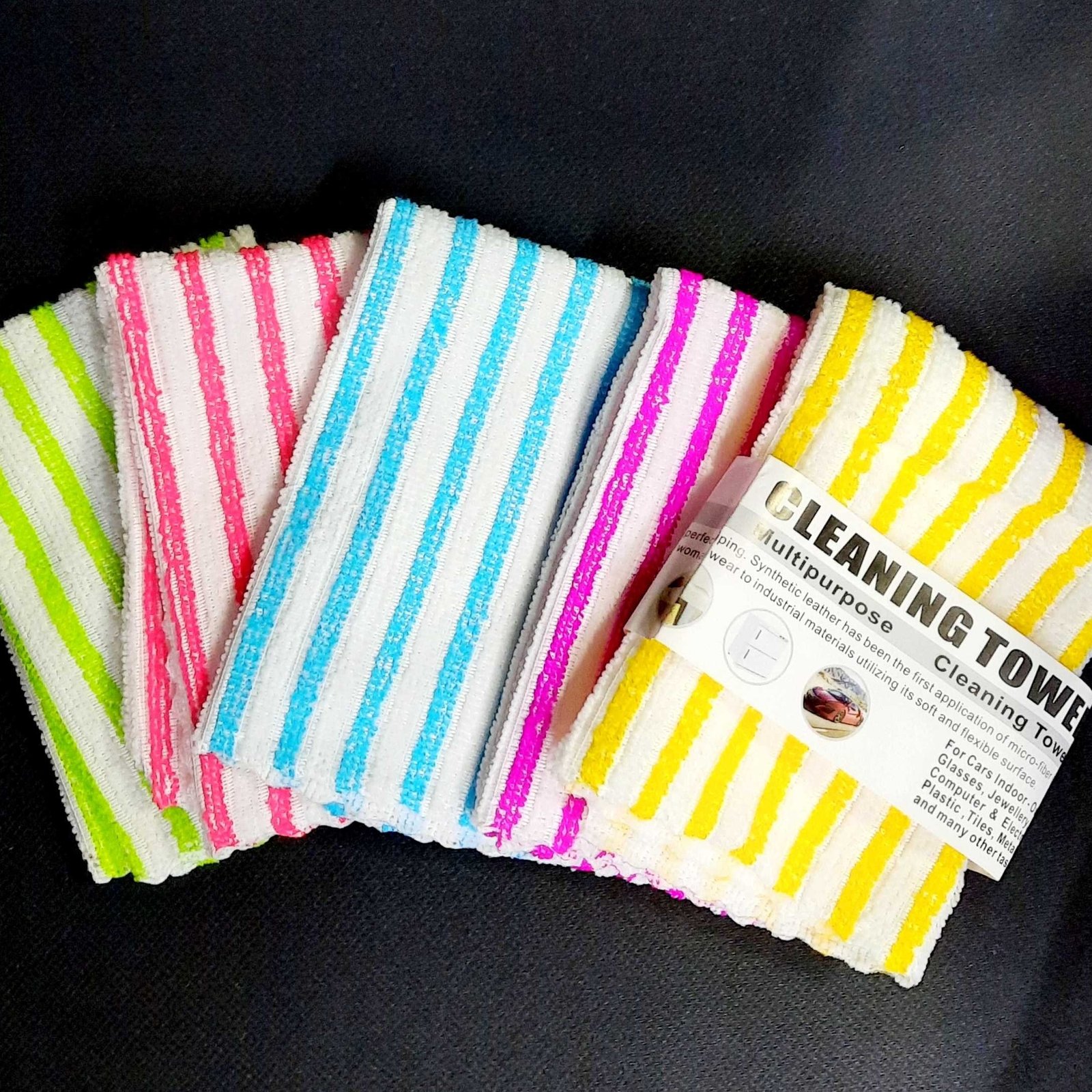 5Pcs Cleaning Stripes Towel