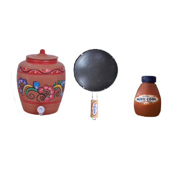 Water Pot(11 liter) with Nonstick Tawa(9 inch) and Water Bottle(300 ml)
