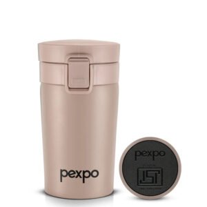 Pexpo Cocoa Vacuum Insulated Coffee Mug | Lock Push Button | Double Wall
