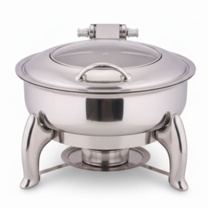KS Round Chafing Dish Stainless Steel | Transparent Lid, Hydraulic