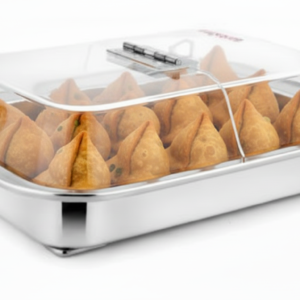 KS Stainless Steel Tray With Acrylic Lid | Food Serving Tray | Sweet Tray | Samosa Tray | Vada Tray