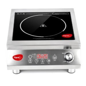 Pigeon Egnite Heavy Duty Commercial Infrared Cooktop 3500W || For Commercial, Stainless Steel Body, Dual Ring Heating, Rotary Knob Control, and Timer