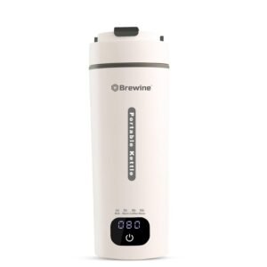 Brewine Portable Kettle | 400 ml | White | Multi-Temp-Setting | Digital Display | 300W