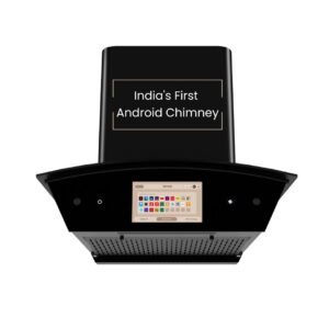 Beyond Appliances Asteria Auto Clean Kitchen Chimney | Filterless | Smart Screen & Speakers | Touch Control | Black