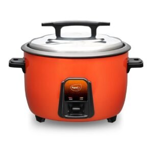 Pigeon Joy Rice Cooker | Single Pot | Orange | 4.2 litres | Stainless Steel Lid | Measuring Cup | Spatula
