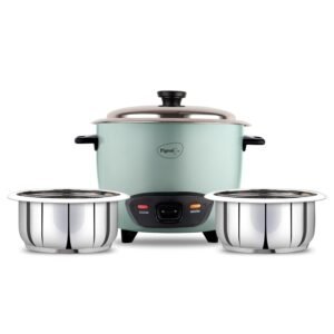 Pigeon Inox Rice Cooker | 1.8 Litre | Stainless Steel Lid | Steel Cooking Pot | Measuring Cup & Spatula