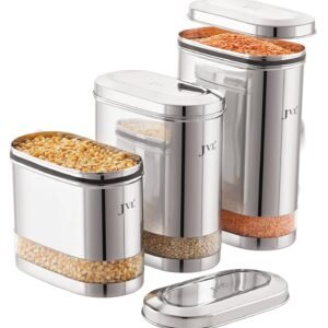 JVL Galaxy Clear Canister Storage Boxes With Transparent Ring Bottom | For Dry Storage Only