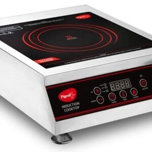 Pigeon Enduro Heavy Duty Commercial Induction Cooktop 3500W | For Commercial, Stainless Steel Body | Rotary Knob Control and Timer | Crystal Glass Top (Black, Silver, Jog Dial)