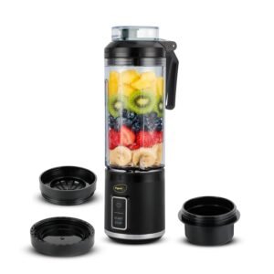 Pigeon Pulse Portable Cordless Blender | USB C Rechargeable | Ice and Frozen Fruit Crusher | Black