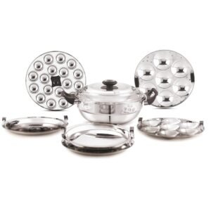 JVL Triply 5-in-1 Multi Kadai Steamer 28cm – Idli, Dhokla, Momos | Induction & Gas Compatible