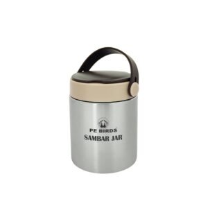 PE Birds Stainless Steel Espresso Sambar Jar | 500ml | Silver | Reusable