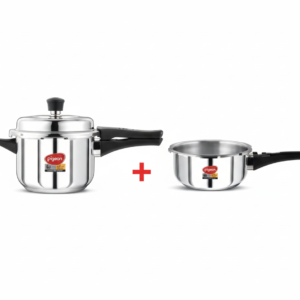 PIGEON INOX PRESSURE COOKER COMBO – 3.5 LTR+5 LTR (OUTER LID, INDUCTION BASE)