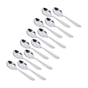 Classic by Embassy Tea Spoon, Pack of 12, Stainless Steel, 12.9 cm (Ajanta, 14 Gauge)