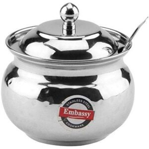 Embassy Stainless Steel Hammered Ghee / Oil Pot, 275 ml; Size 1