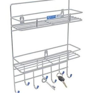 Kitchen Mart Key holder / Laddle Holder with 2-Tier Rack, Wall Mount, 7-Pins Stainless Steel (Pack of 1)