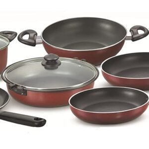 Prestige Omega Deluxe Glass Induction Base Non-Stick Kitchen Set, 6-Pieces