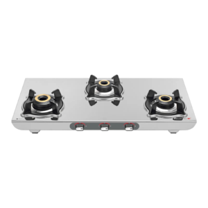 Sujata Sterno 3 Burner Gas Stove 3B – 2 mm Stainless Steel, Manual Ignition, 9 Year Warranty